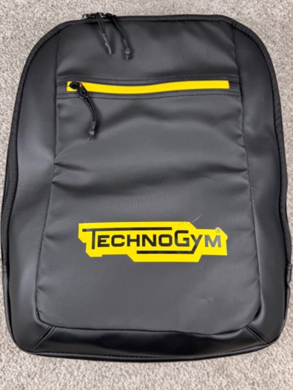 Technogym Backpack Black Yellow Work Out Gear Used